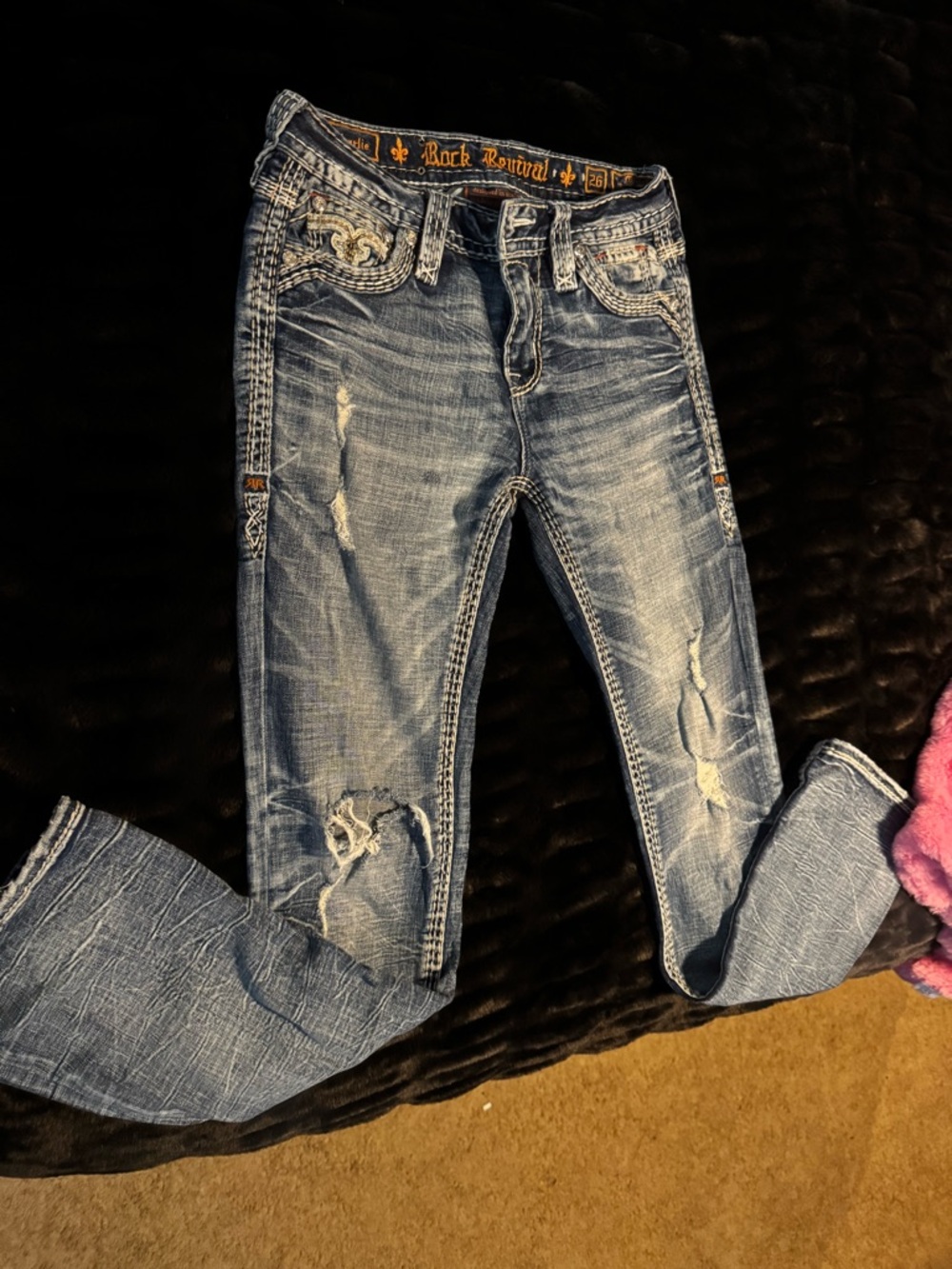 Rock Revival Women’s Faded Distressed Blue Skinny Jeans